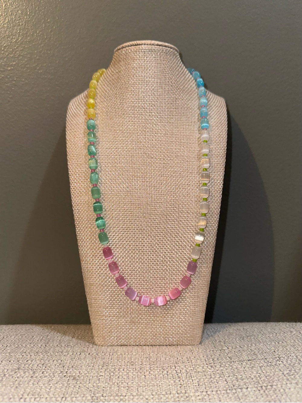 Rainbow Selenite barrel beaded necklace